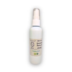 Desodorante de piedra de alumbre 100% natural de Flores de Rocío, alternativa ecológica sin alcohol ni parabenos.